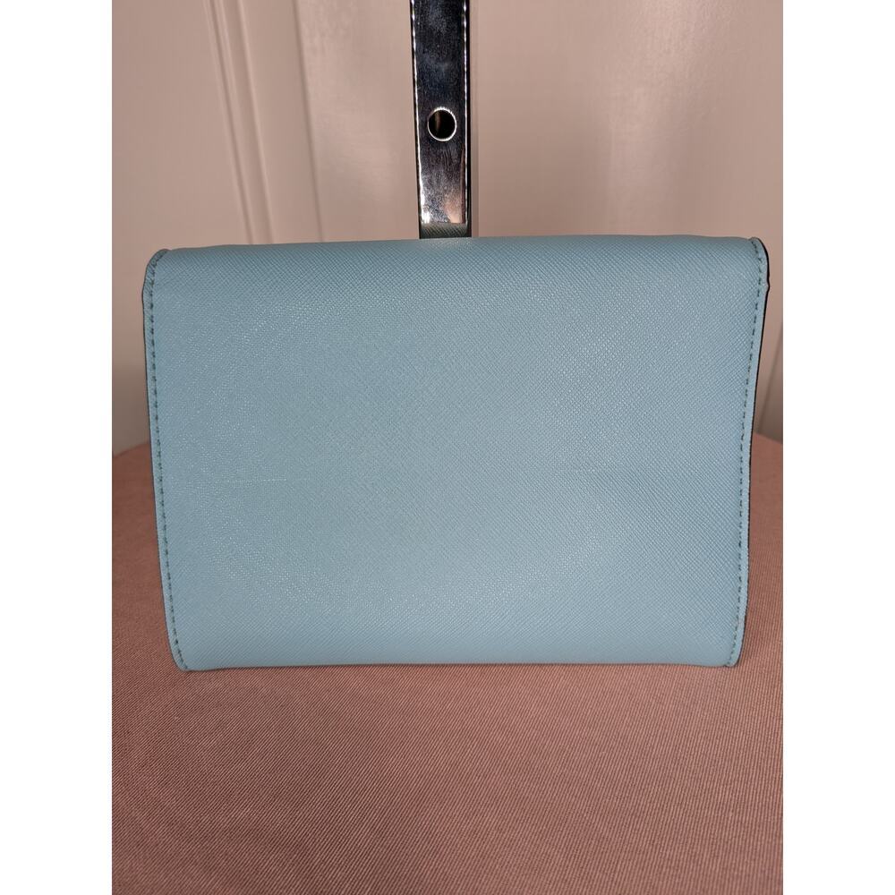 KATE SPADE MONDAY Leather Saffiano Envelope Small Clutch Wallet purse Light Blue - Picture 2 of 9